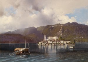 Vista de Isola San Giulio en el Lago Orta/Piamonte